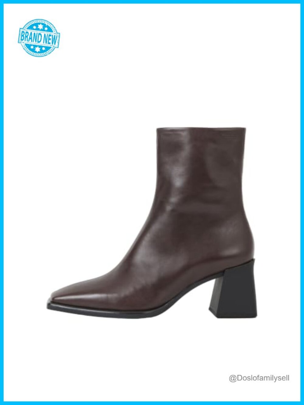 Square Toe Ankle Booties with Side Zips & Chunky Heels